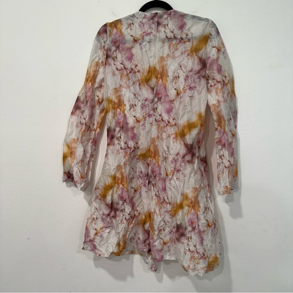 Bryn Walker Sheer Floral Long Sleeve Wrap Mini Dress S - Picture 6 of 6
